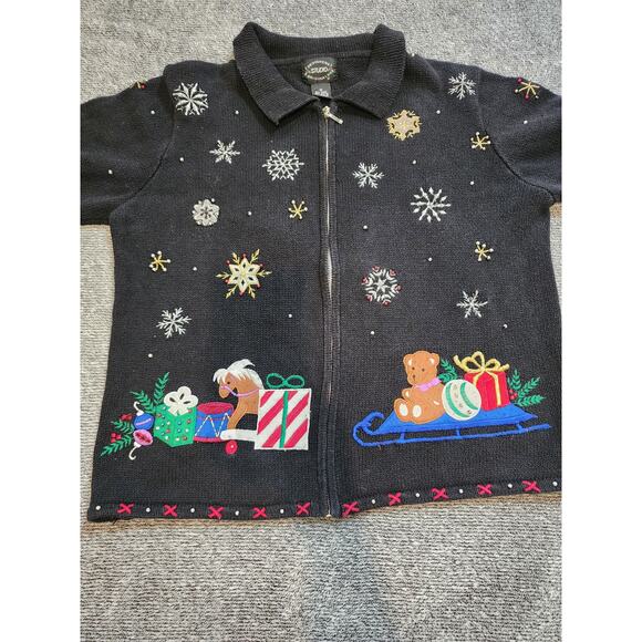 Designers Originals Studio Women's Christmas Sweater with Santa Medium - Picture 2 of 6